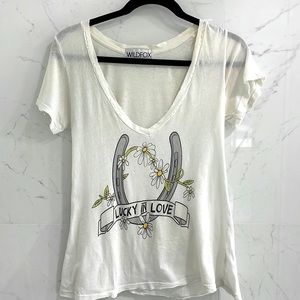 Wildfox Distressed Lucky In Love T Shirt